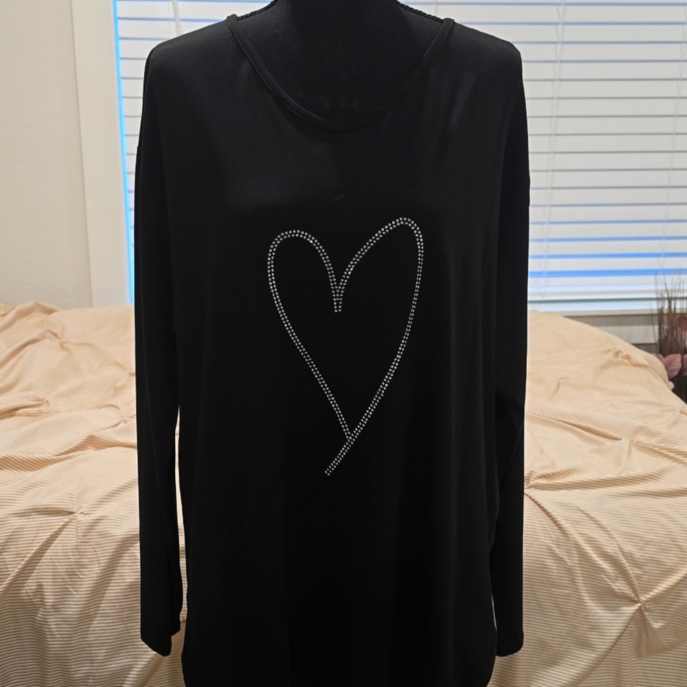 Rhinestone Heart T Shirt New!